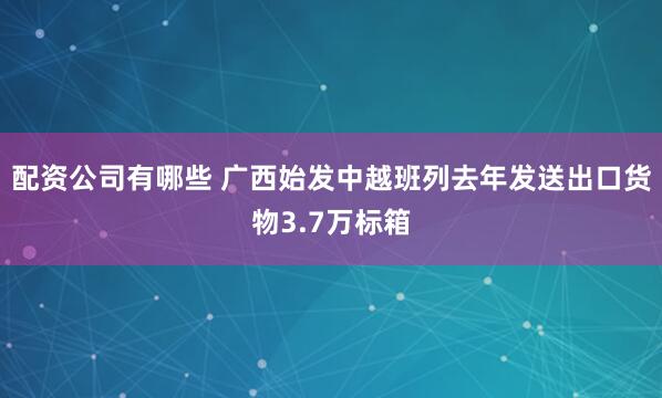 配资公司有哪些 广西始发中越班列去年发送出口货物3.7万标箱